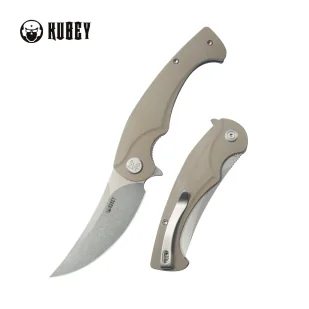 Nóż składany Kubey Scimitar Tan G10, Beadblasted 14C28N (KU173M) - Noże - miniaturka - grafika 1