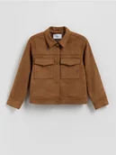 Kurtki i płaszcze dla dziewczynek - Reserved - Krótka kurtka z imitacji zamszu - brązowy - miniaturka - grafika 1