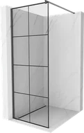 Ścianki i drzwi prysznicowe - Mexen Kioto ścianka prysznicowa Walk-in 90 x 200 cm, czarny wzór 8 mm, gun gray szczotkowany - 800-090-101-66-77 - miniaturka - grafika 1