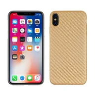 Etui i futerały do telefonów - NoName Etui Carbon Fiber iPhone Xr złoty/gold - miniaturka - grafika 1