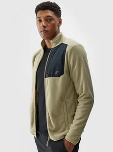 Męski polar rozpinany bez kaptura 4F 4FWAW24TFLEM250 - oliwkowy - Koszulki sportowe męskie - miniaturka - grafika 1