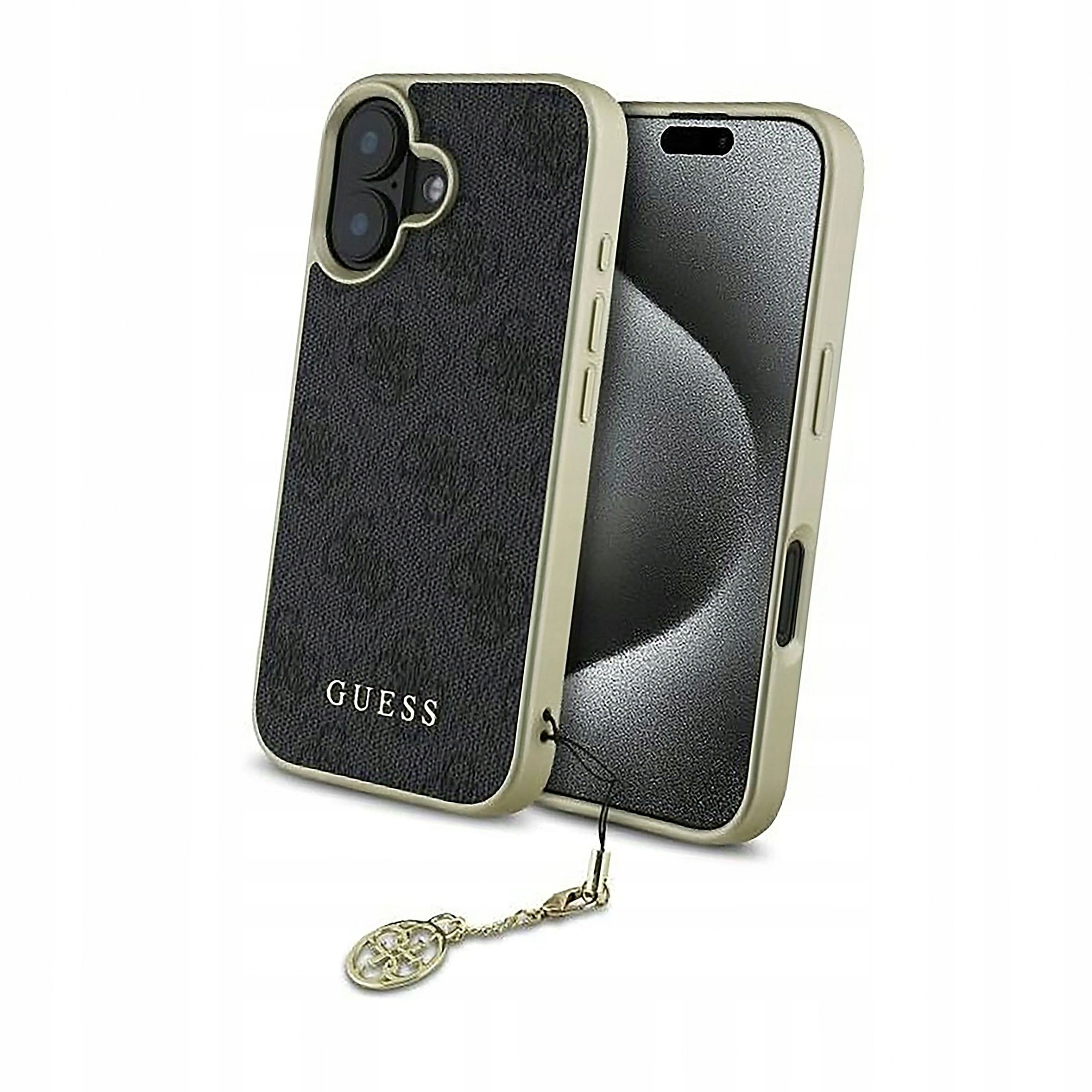 Plecki Etui Guess 4G Charms Collection do iPhone 16 czarne