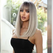 Pozostałe akcesoria fryzjerskie - TEMU 14-calowa Elegancka Peruka Kolorze Ombre z Gradientem dla Kobiet - Proste Syntetyczne Włosy z Czapką z Różowej Siatki, Naturalny Wygląd na - miniaturka - grafika 1