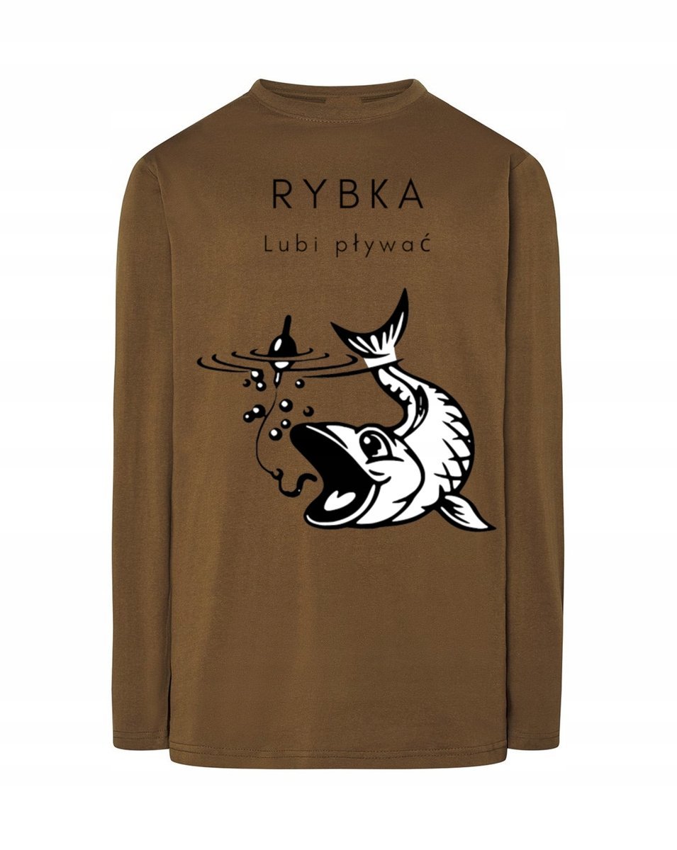 Longsleeve męski nadruk RYBKA LUBI PŁYWAĆ r.XS