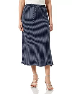 Spódnice - Tommy Hilfiger Damska spódnica Cupro Rope STP Midi Fit & Flare, Rope Stp/Carbon Navy/White, 68 - grafika 1