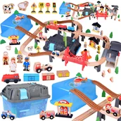 Klocki - Drewniana Kolejka Klocki zbuduj Miasto Pociąg lokomotywa 100 elem - miniaturka - grafika 1