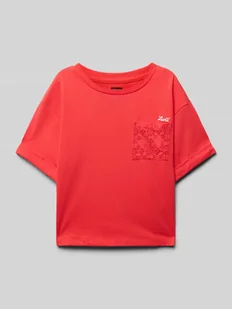 T-shirt z wyhaftowanym logo - Koszulki dla dziewczynek - miniaturka - grafika 1