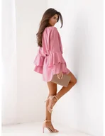 Sukienki - Sukienka oversize z falbanami na rękawach ZUMA - brudny róż - miniaturka - grafika 1