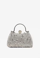 Torebki damskie - Srebrna Cyrkoniowa Torebka Koktajlowa z Rączką Feselia - miniaturka - grafika 1