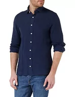 Koszule męskie - Hackett London Męska koszula barwiona lniana K, granatowy, XS - miniaturka - grafika 1