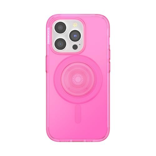 PopSockets Etui do iPhone'a 15 Pro z uchwytem na telefon i suwakiem kompatybilne z MagSafe, etui na telefon iPhone 15 Pro, kompatybilne z bezprzewodowym ładowaniem - Baeby różowe