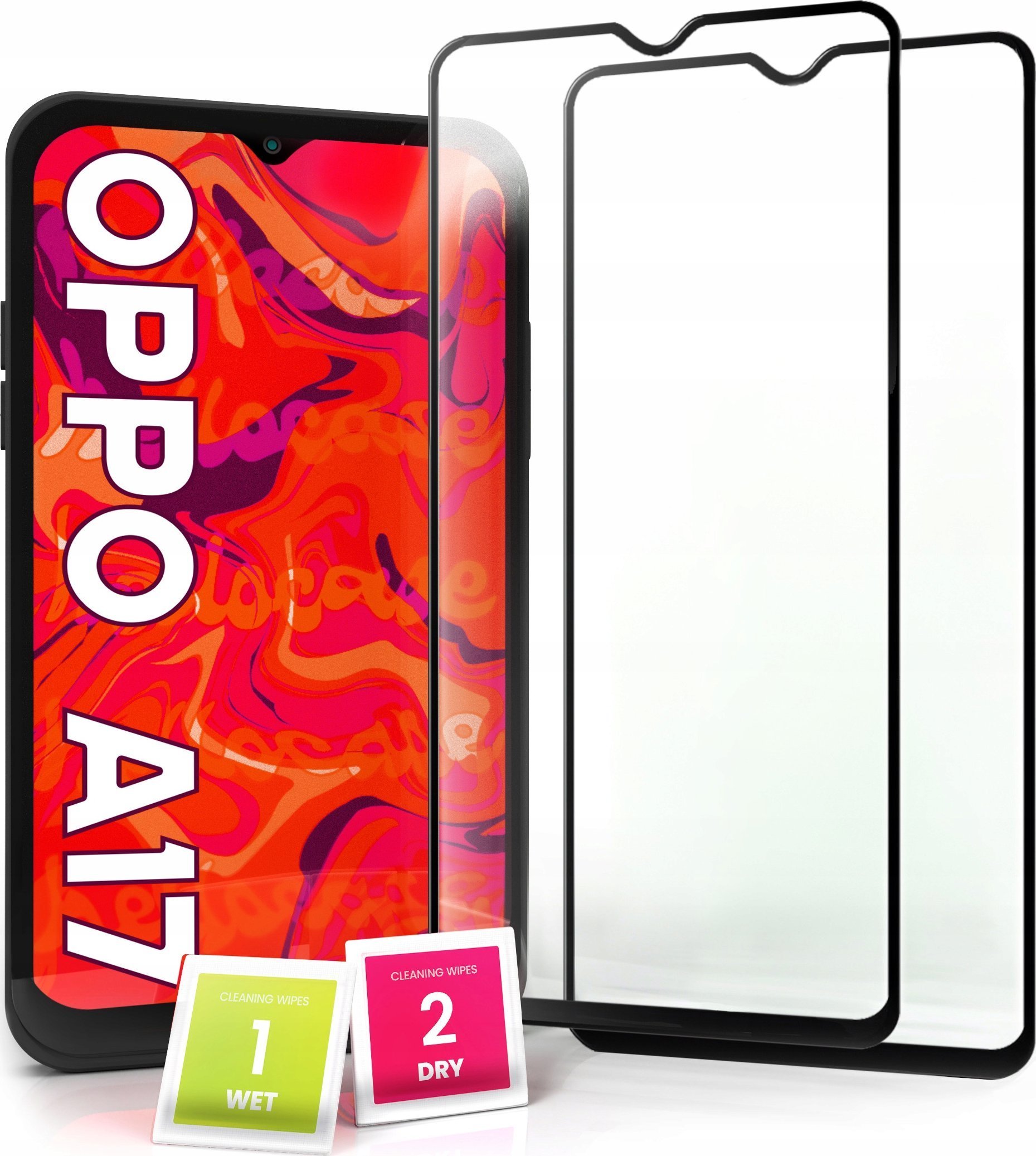Hello Case 2-pak Szkło Hartowane do Oppo A17 Ochronne Pełne Na cały ekran 5D 9H