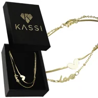 Bransoletki - Bransoletka Nogę na kostkę złota LOVE serce ze stali szlachetnej 585 - miniaturka - grafika 1