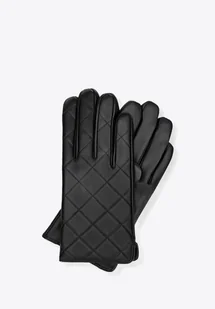 Męskie rękawiczki ze skóry naturalnej z przeszyciami czarne - Rękawiczki - miniaturka - grafika 1