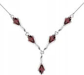 Naszyjniki - NASZYJNIK SREBRNY Z GRANATAMI BAL ŚLUB SREBRO 925 - miniaturka - grafika 1