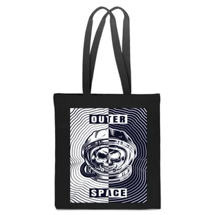EKO TORBA Bawełniana OUTER SPACE KOSMOS Black white na zakupy czarna TT_236 - Torby męskie - miniaturka - grafika 1