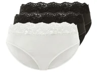 Majtki damskie - esmara® Figi damskie z koronką, 3 pary (XS(32/34), Czarny/ biały) - miniaturka - grafika 1