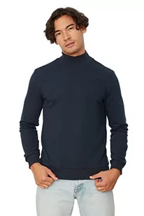 Trendyol Męska bluza ze stójką, gładka, wąska, granatowa, XL, granatowy, XL - Bluzy męskie - miniaturka - grafika 1