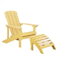 Fotele i krzesła ogrodowe - Shumee Krzesło ogrodowe z podnóżkiem żółte ADIRONDACK 269972 - miniaturka - grafika 1