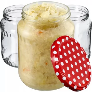 Szklane słoiki Jukka 720ml 48 szt. 82mm + wieczka "Czerwony Groszek" - Pojemniki kuchenne - miniaturka - grafika 1