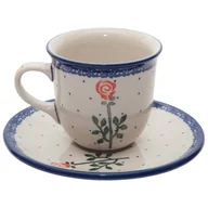 Filiżanki - Filiżanka Do Herbaty Kawy 180 Ml Ze Spodkiem - Ceramika Artystyczna Bolesławiec - miniaturka - grafika 1