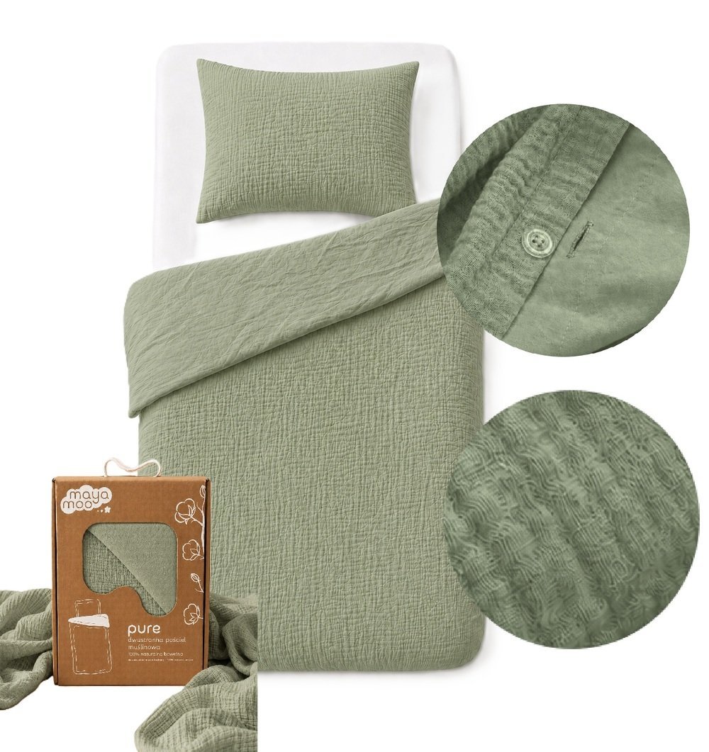 Pościel muślinowa 90x120 dziecięca - dwuwarstwowy muślin 140g/m2 + bawełna