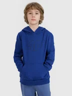 Bluzy dla chłopców - 4F Bluza dresowa nierozpinana z kapturem chłopięca - niebieska 122 (6-7 lat) - miniaturka - grafika 1