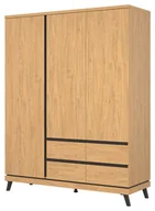 Szafy - Szafa Ate At13 3D4S Dąb Kamienny / Czarny - miniaturka - grafika 1