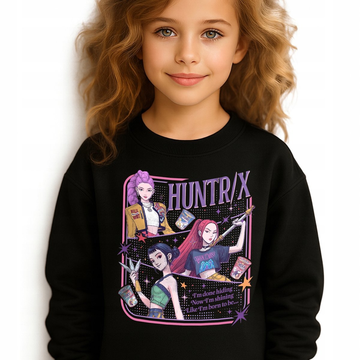 Bluza Dziecięca czarna HUNTRIX Do Przedszkola K-pop Muzyka Wz Rozm 104 cm