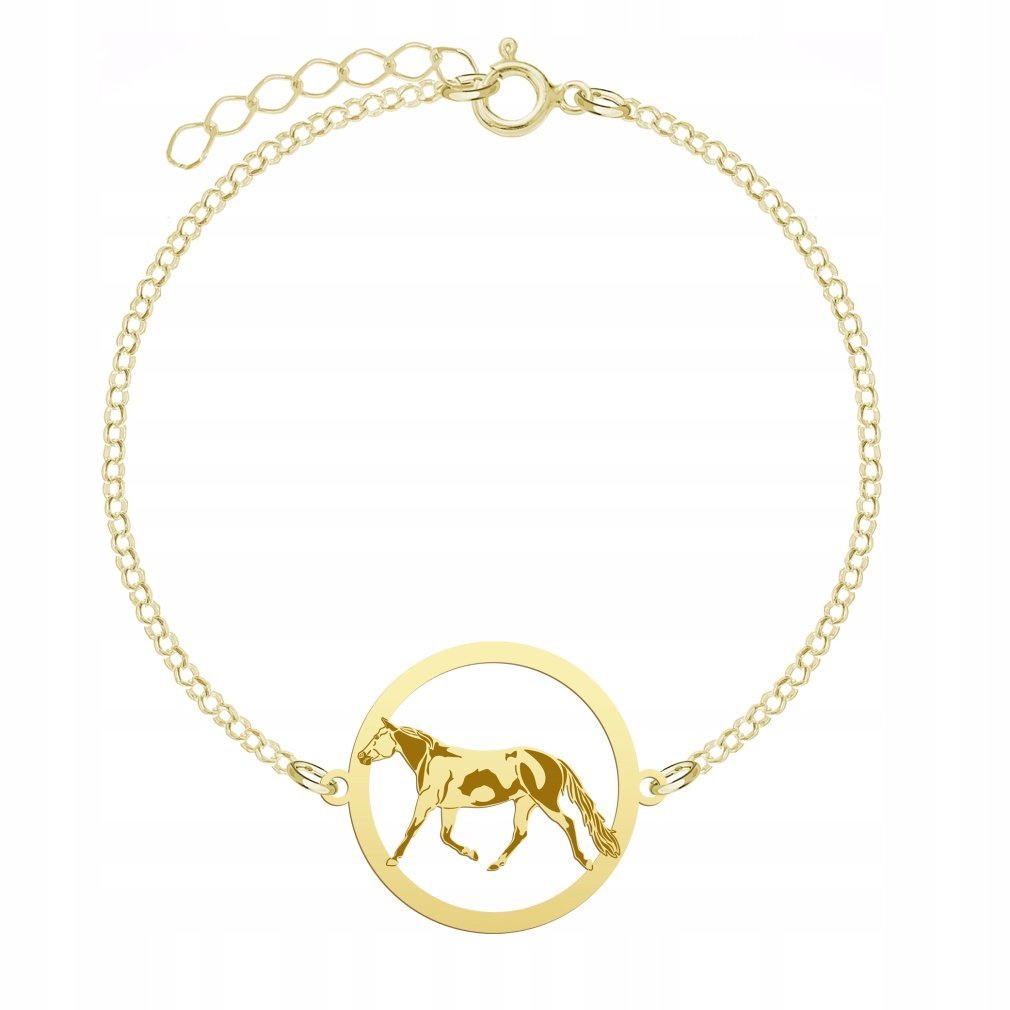 Bransoletka Złota Koń American Paint Horse 925 Łańcuszek Biżuteria GRAWER