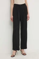 Spodnie damskie - Sisley spodnie damskie kolor czarny proste high waist - miniaturka - grafika 1