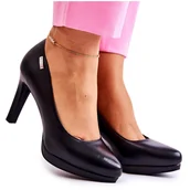 Czółenka - Sergio Leone Damskie Klasyczne Czółenka Na Platformie Czarne - miniaturka - grafika 1