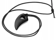 Wisiorki - Modny naszyjnik, wisiorek, przywieszka wilczy kieł na rzemieniu - czarny - miniaturka - grafika 1