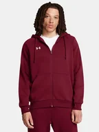 Bluzy męskie - Bluza męska z kapturem rozpinana Rival Fleece Fz Hoodie Under Armour 1379767-625 Czerwony - miniaturka - grafika 1
