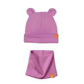 Czapki dla dzieci - Komplet Czapka MISIACZKA z kominem - jagodowy - miniaturka - grafika 1