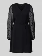 Sukienki - Sukienka koktajlowa o lejącym kroju z półprzezroczystymi rękawami model ‘ALVA’ - miniaturka - grafika 1