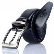 Paski - skórzany MĘSKI czarny PASEK SKÓRA KLAMRA SREBRNA - miniaturka - grafika 1