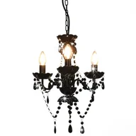 Lampy pozostałe - vidaXL Żyrandol z koralikami, czarny, okrągły, 3 żarówki E14 - miniaturka - grafika 1