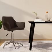 Krzesła - shumee Obrotowe krzesło stołowe brązowe obite tkaniną - miniaturka - grafika 1