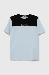 Koszulki dla chłopców - Calvin Klein Jeans t-shirt bawełniany dziecięcy kolor niebieski wzorzysty - grafika 1