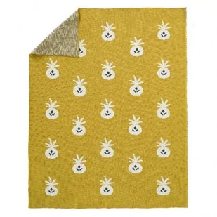 FRESK Fresk Tkany kocyk z bawełny organicznej 80 x 100 cm Ananas Mustard B100-59 - Koce i narzuty dla dzieci - miniaturka - grafika 1