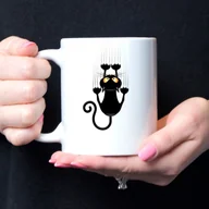 Kubki - Kubek z nadrukiem - Czarny kot - miniaturka - grafika 1