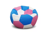 Fotele i pufy dla dzieci - Pufa piłka XXXL worek niebiesko-różowo-biała - miniaturka - grafika 1