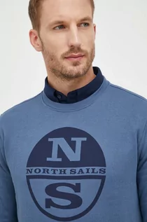 Bluzy męskie - North Sails bluza bawełniana męska kolor niebieski z nadrukiem - grafika 1