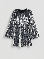 Sukienki - Reserved - Sukienka z cekinami - srebrny - miniaturka - grafika 1