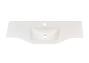 Umywalka wpuszczana w blat, asymetryczna, biała, 93 x 37 cm - Umywalki - miniaturka - grafika 1