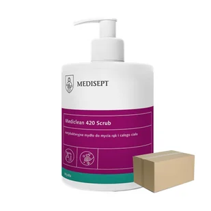 Antybakteryjne mydło w płynie do mycia rąk i całego ciała Mediclean 420 scrub 500ml 12op - Dezynfekcja - miniaturka - grafika 1