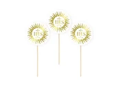 Urodziny dla dorosłych - KARTECZKI NA PIKU TOPPERY KOMUNIA SLOŃCE IHS 12cm 6szt - miniaturka - grafika 1