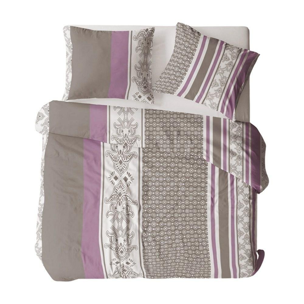 Pościel z kory 200x220 szara wielokolorowa paski ornamenty Bielawa KARO