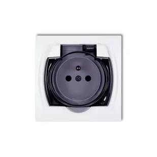 Karlik LOGO - Gniazdo bryzgoszczelne 2P+Z (klapka dymna) (biały) LGPB-1zd - Gniazdka elektryczne - miniaturka - grafika 1